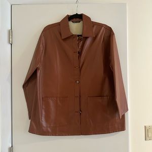 Brown Faux Leather Trench